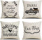 NYDECOR Farmhouse Throw Pillow Covers Quote Pillow Case Cotton Linen Rustic Farm Cushion Cover for Couch Sofa Bed 18x18 Set of 4 Farmhouse Decor Housewarming Gifts